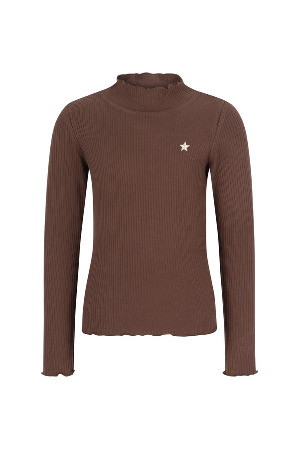 Meisjes Eef basic coll van Like Flo in de kleur Choco in maat 134-140.