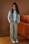 Meisjes Fenya metallic straight leg pants van Like Flo in de kleur Soft gold in maat 140.