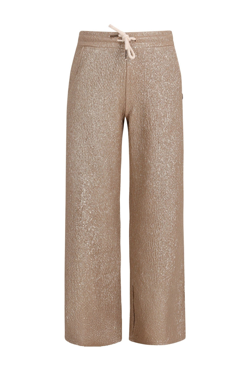 Meisjes Fenya metallic straight leg pants van Like Flo in de kleur Soft gold in maat 140.