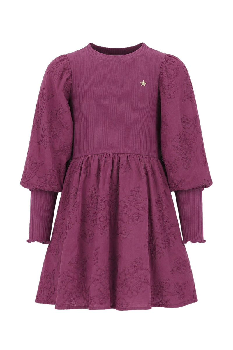 Meisjes Maddy dress van Like Flo in de kleur Purple mauve in maat 140.