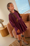 Meisjes Maddy dress van Like Flo in de kleur Purple mauve in maat 140.