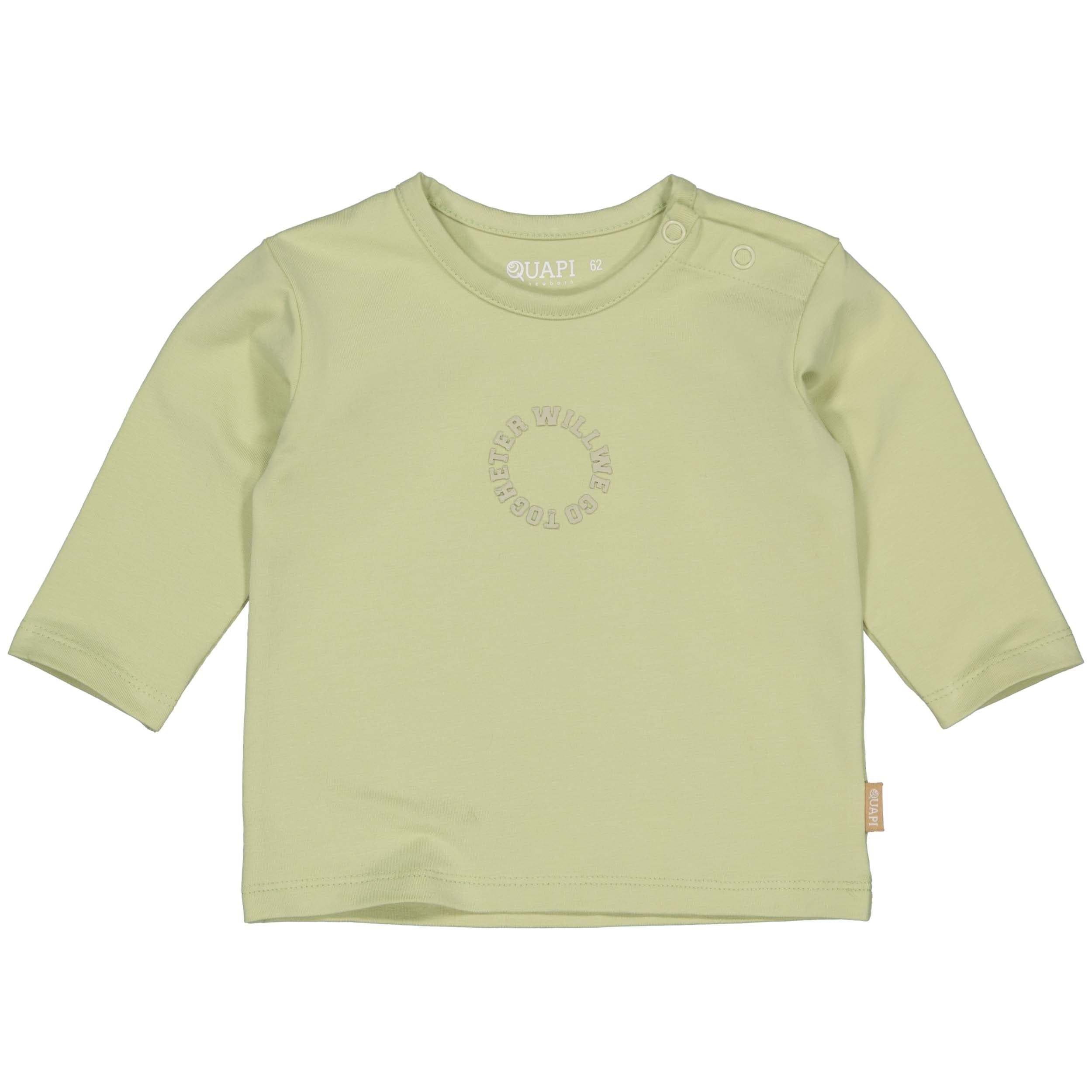 Jongens Longsleeve FAASQNBW24 van Quapi Newborn in de kleur Soft Green in maat 68.