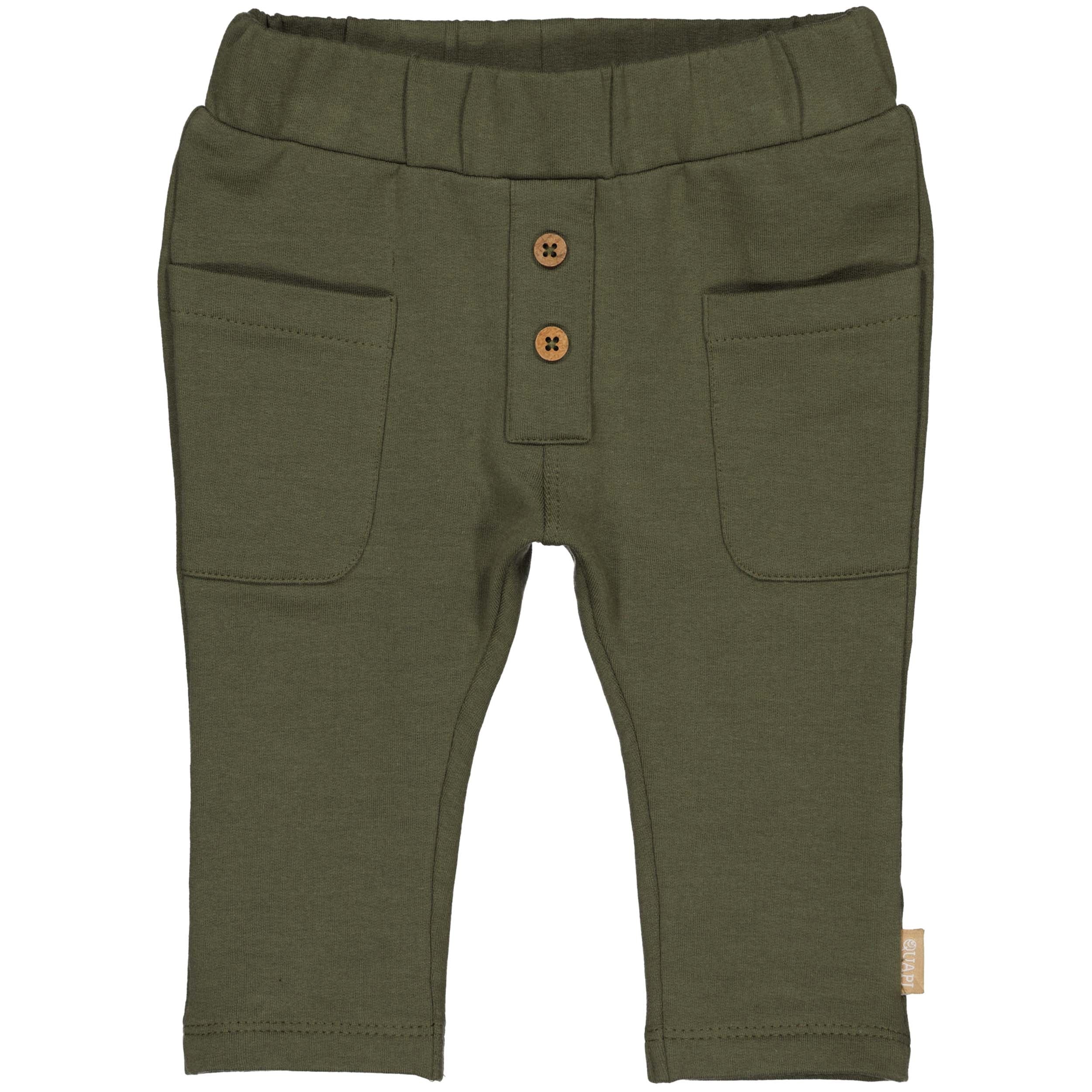 Jongens Pants FOPPEQNBW24 van Quapi Newborn in de kleur Dark Olive in maat 68.