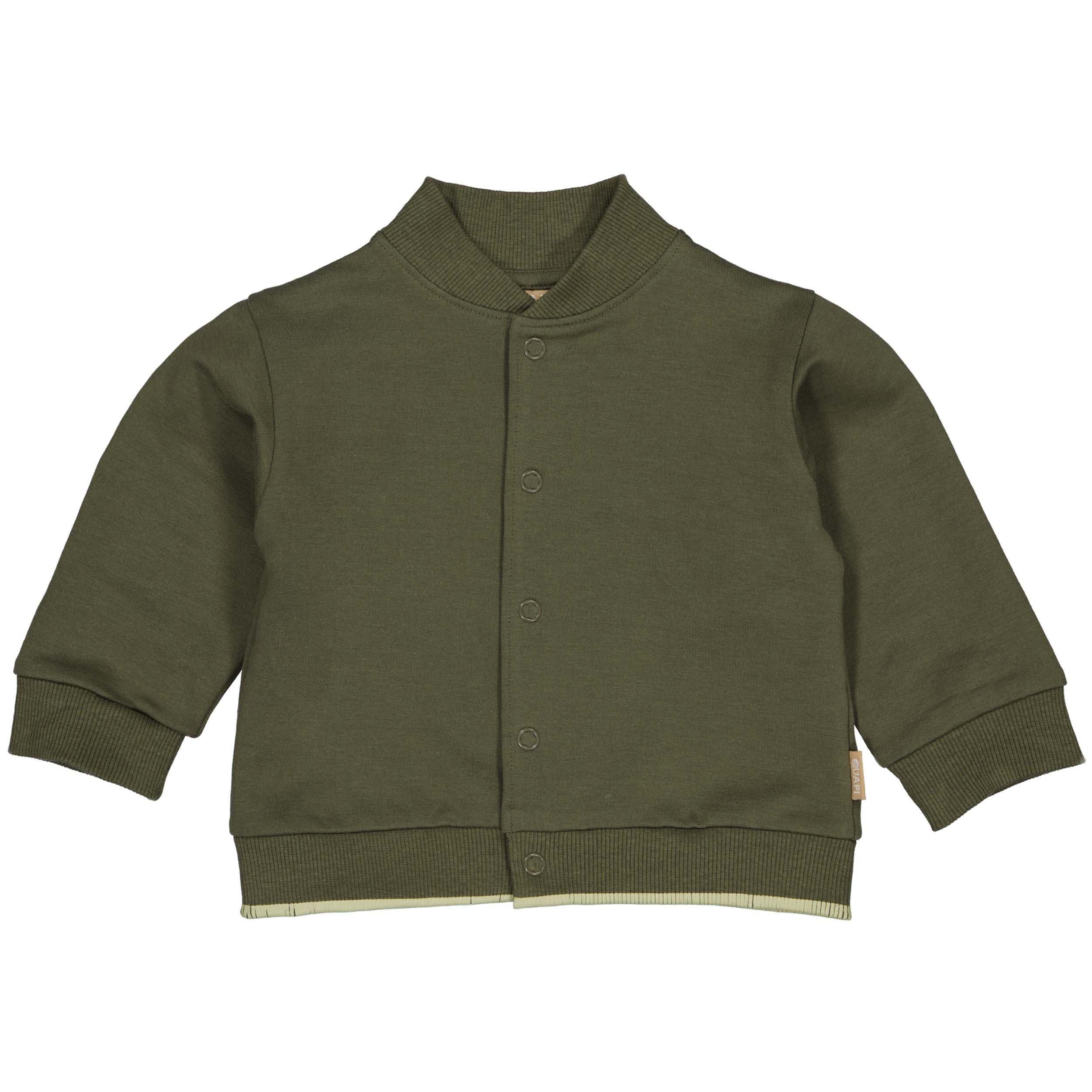 Jongens Sweat cardigan FOSSQNBW24 van Quapi Newborn in de kleur Dark Olive in maat 68.