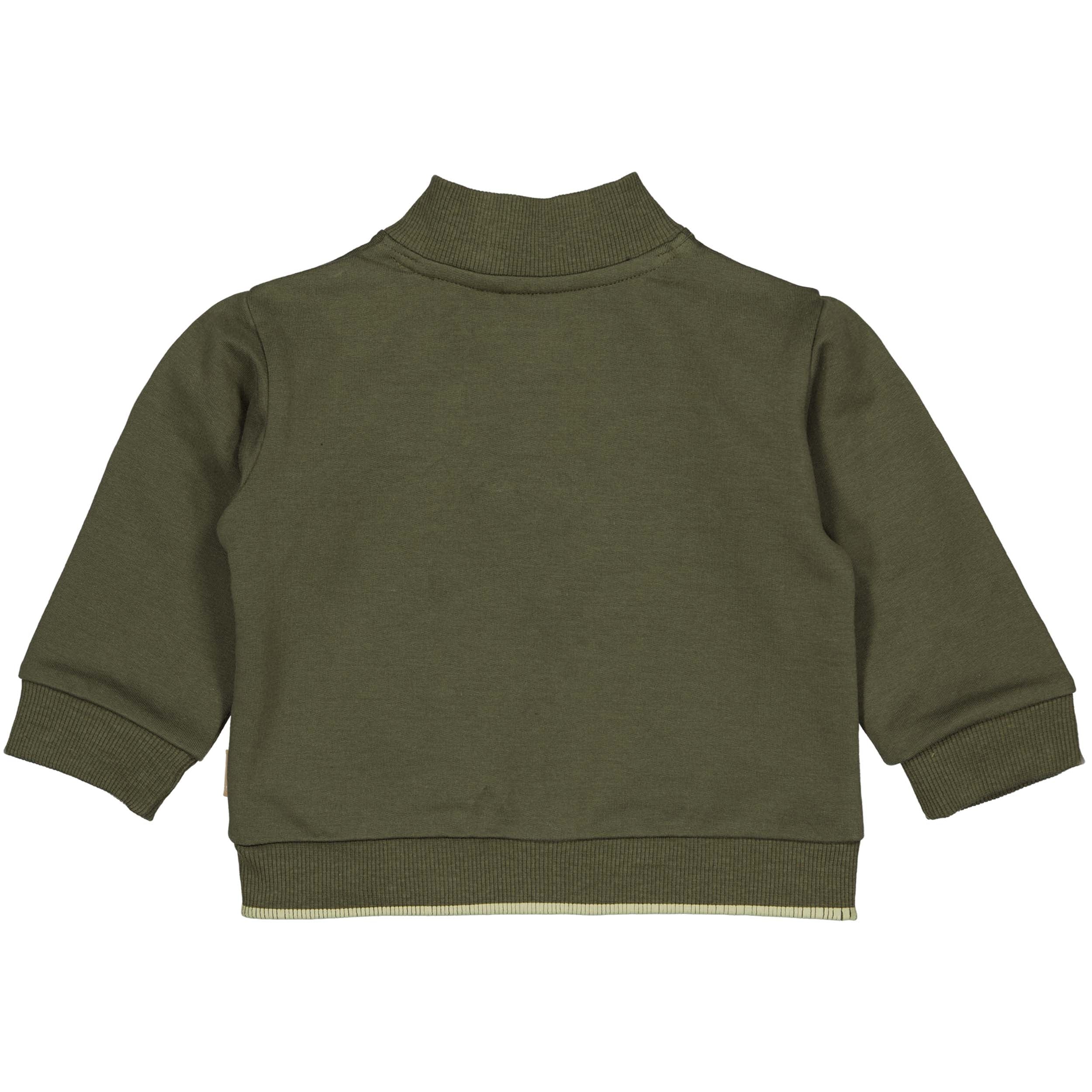 Jongens Sweat cardigan FOSSQNBW24 van Quapi Newborn in de kleur Dark Olive in maat 68.