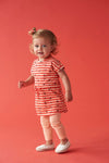 Feetje Jurk streep - Papaya Punch - Bubbles & Bo