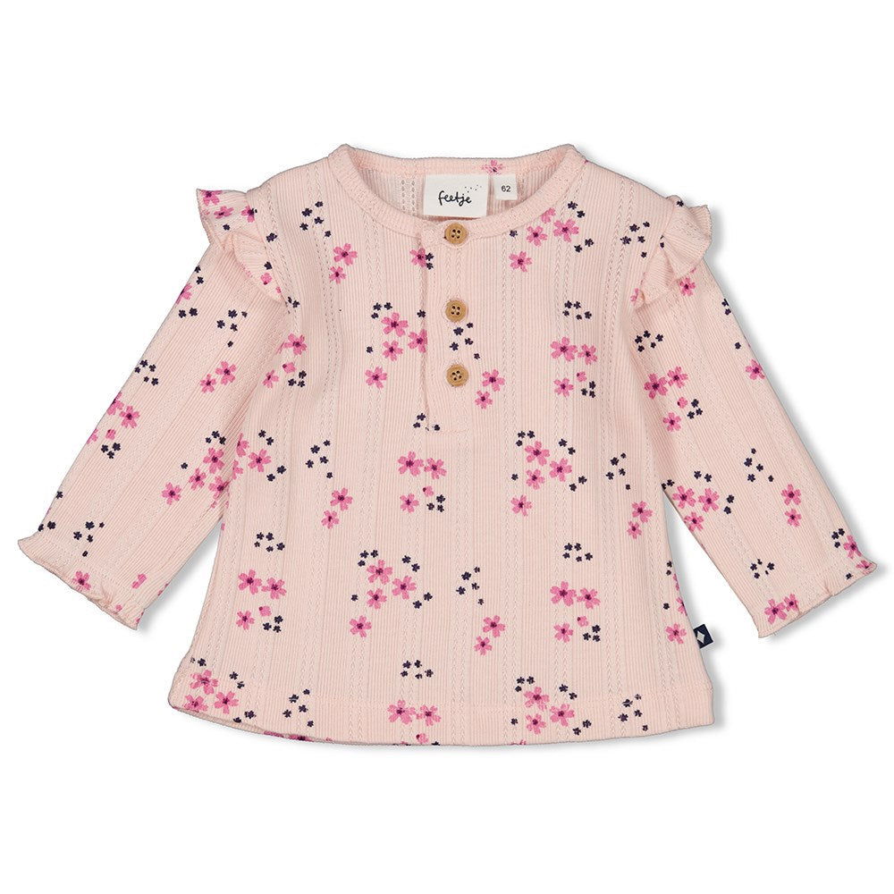 Feetje Longsleeve ajour rib AOP - Midnight Flowers
