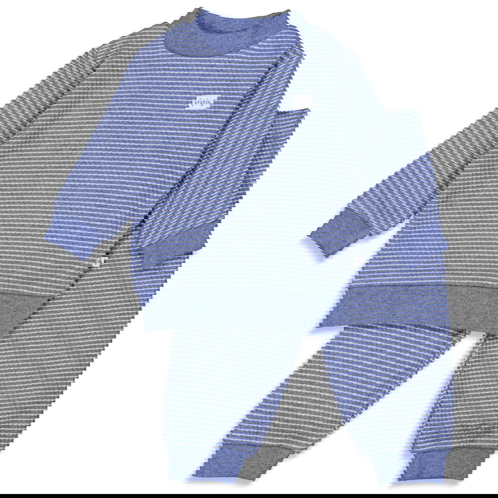 Feetje Pyjama wafel - Blauw Melange