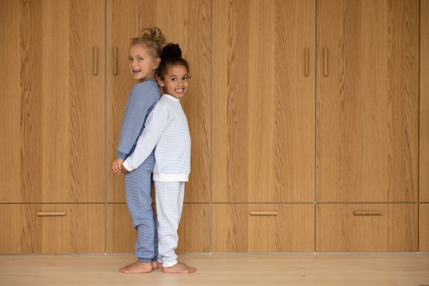 Feetje Pyjama wafel - Blauw Melange - Bubbles & Bo