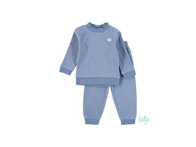 Feetje  Pyjama wafel blauw melange Pyjama's
