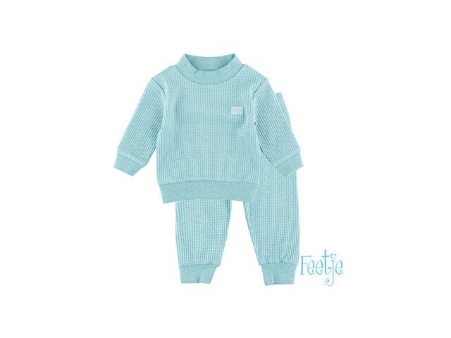 Feetje  Pyjama wafel groen melange Pyjama's - Bubbles & Bo