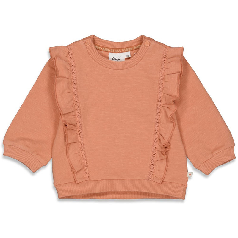 Feetje Sweater ruches - Flamingo - Bubbles & Bo
