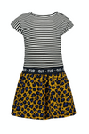 Flo Flo baby girls 2pc viscose dot dress with AO panter skirt and knotted stripe tee - Bubbles & Bo