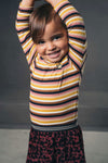 Flo Flo baby girls crincle velvet dress with stripe turtle neck - Bubbles & Bo