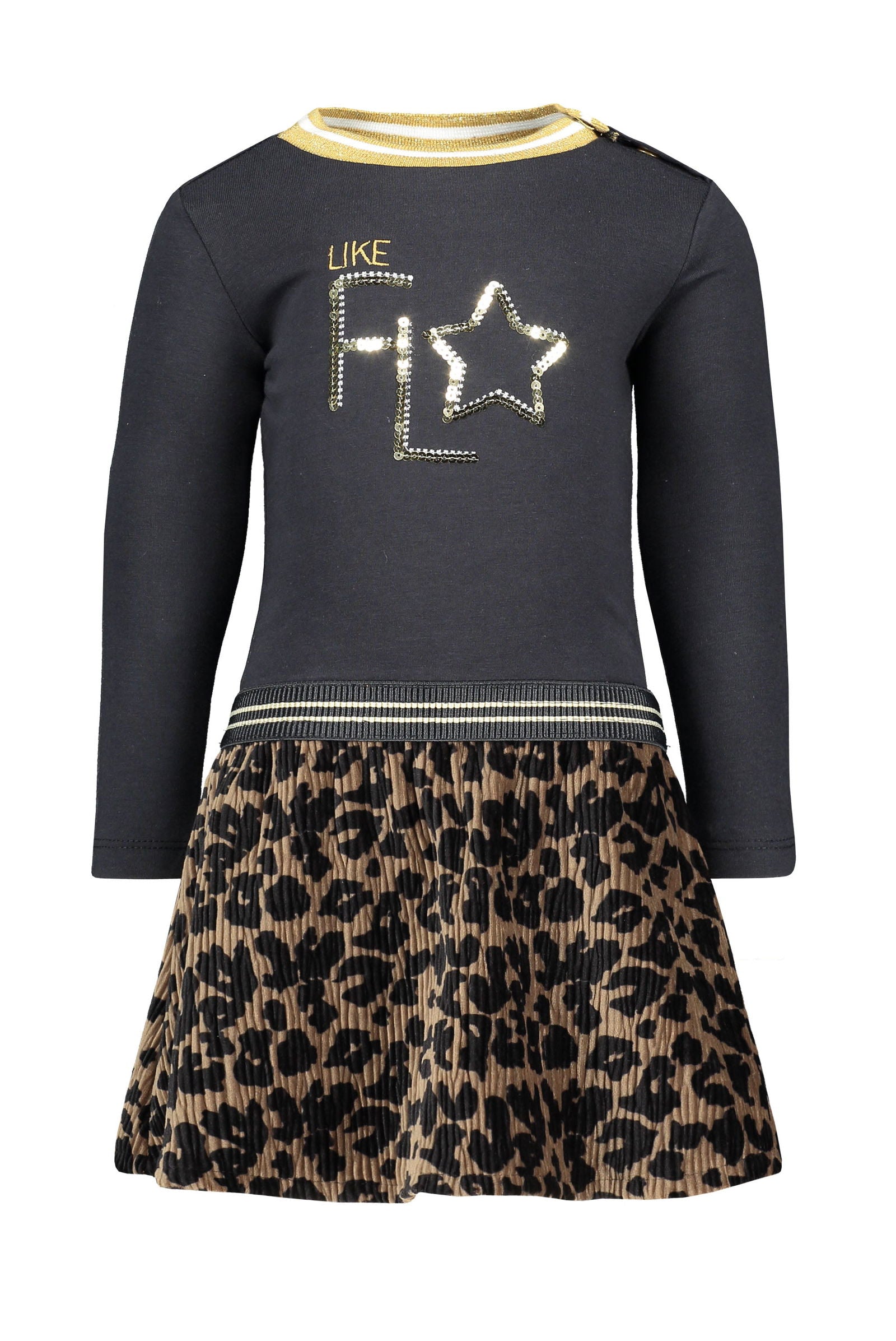 Flo Flo baby girls jersey ls dress crincle velvet skirt - Bubbles & Bo