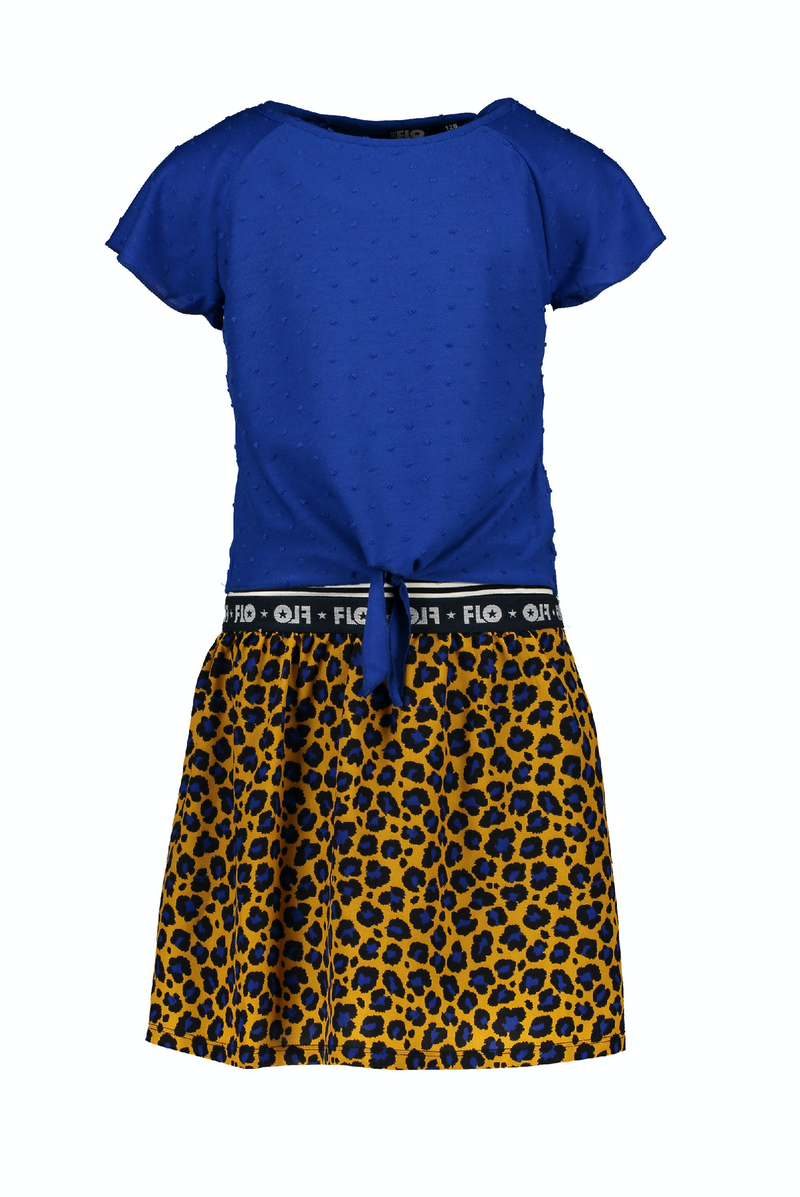 Flo Flo girls 2pc viscose dot dress with AO panter skirt and knotted stripe tee - Bubbles & Bo