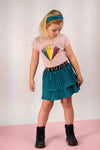 Flo Flo girls AO shiny jersey plisse skirt 2 layer - Bubbles & Bo