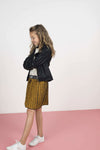 Flo Flo girls ss jersey dress AO palm with gold skirt - Bubbles & Bo