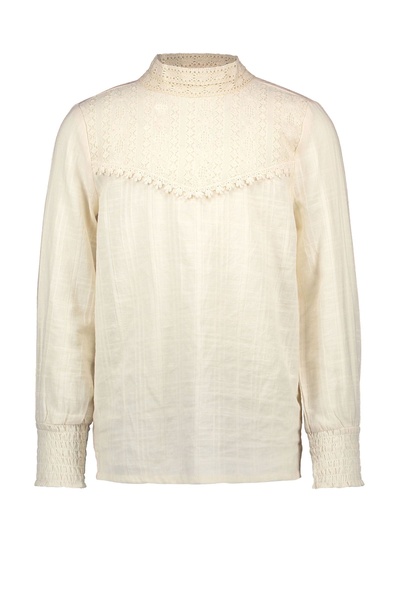 Flo Flo girls woven blouse with lace turtle neck
