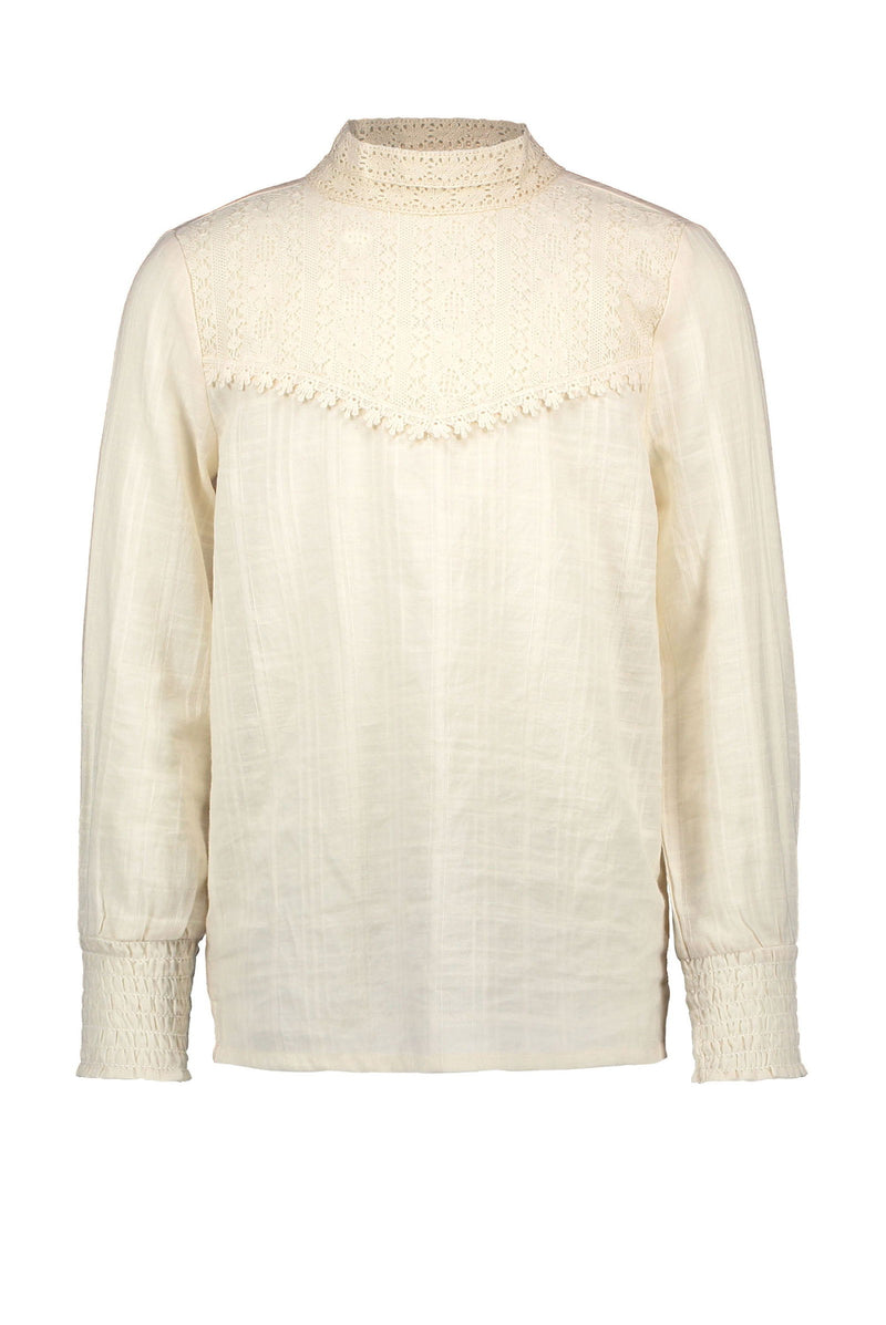 Flo Flo girls woven blouse with lace turtle neck - Bubbles & Bo