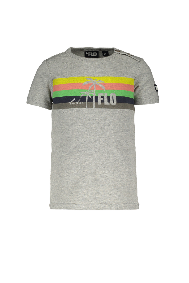 Flo baby boys grey melee tee with rainbow - Bubbles & Bo