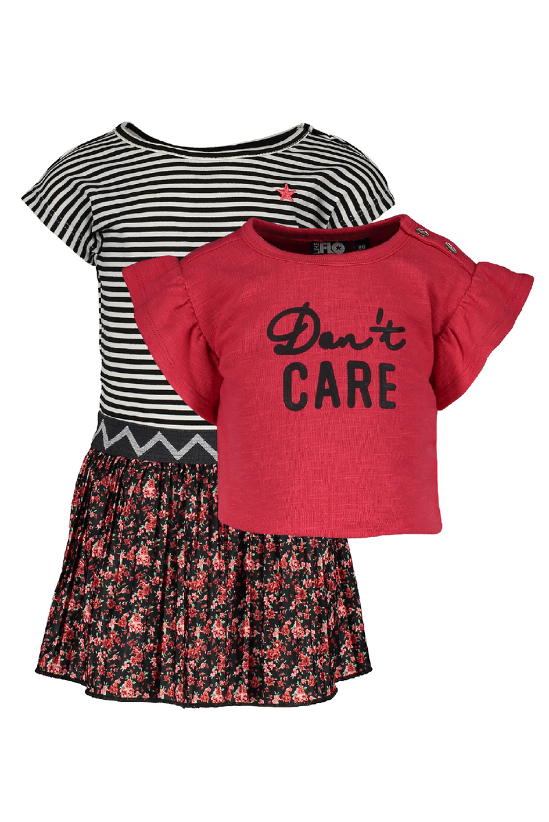 Flo baby girls 2pc flower plisse dress with lurex sweat top - Bubbles & Bo