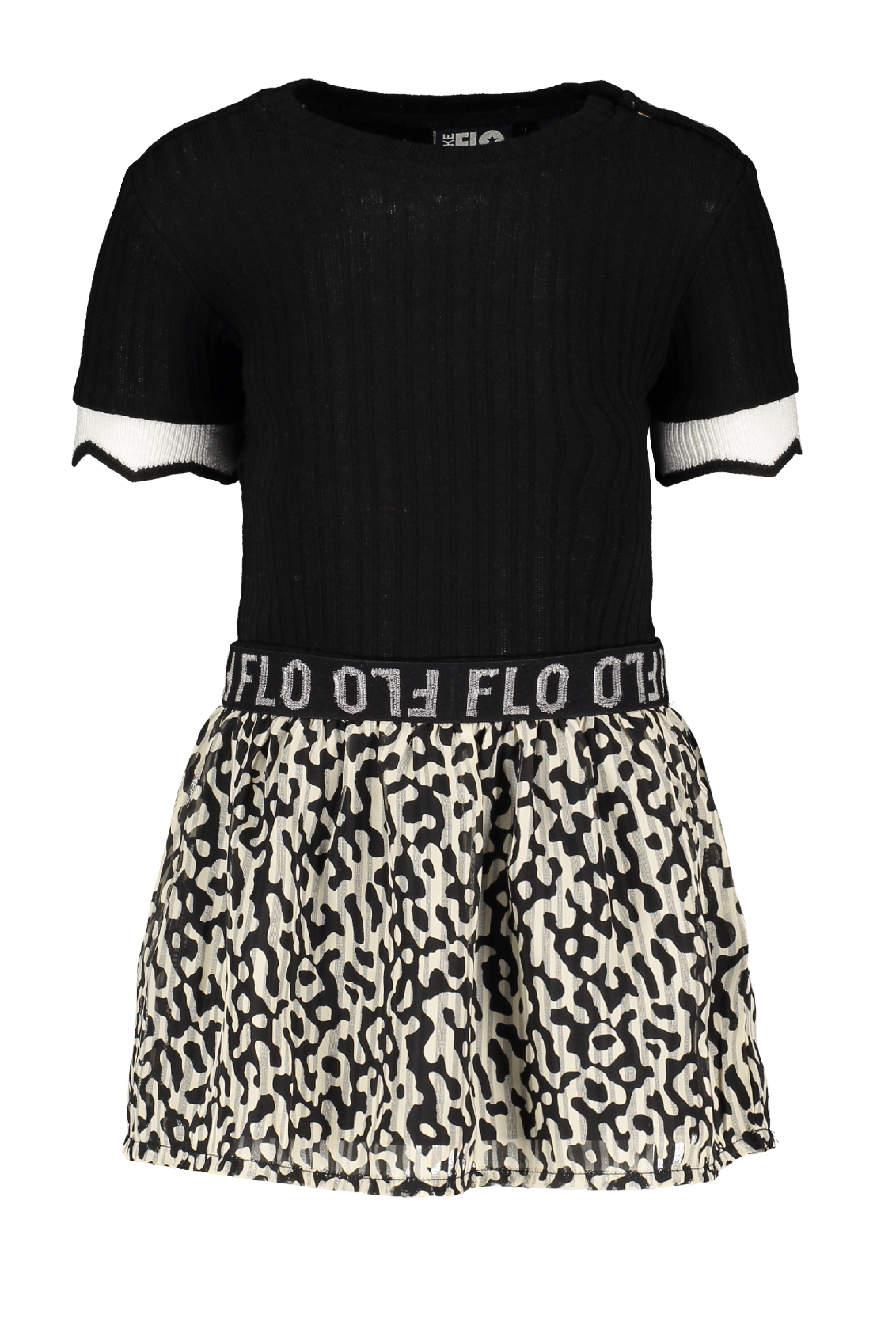 Flo baby girls ss rib dress with fancy plisse skirt