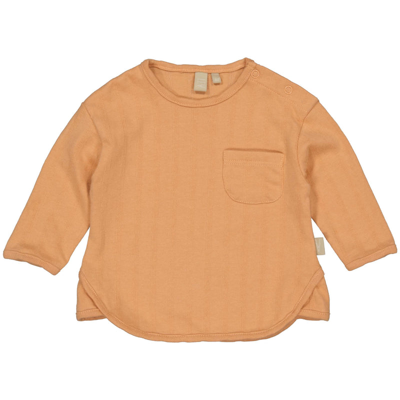 Jongens Longsleeve GEORGE van Levv Newborn in de kleur Soft Orange in maat 68.