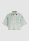 Meisjes DENVER BLOUSE van  in de kleur Carribean Blue Wash in maat 176.