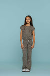 Meisjes Pants wide AOP van Geisha in de kleur Black / Off-White in maat 176.