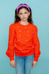 Meisjes Sweater embroiderd flowers van Geisha in de kleur Coral / Pink in maat 176.
