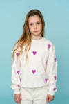 Meisjes Sweater hearts terry van Geisha in de kleur Light Sand in maat 176.