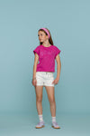 Meisjes T-shirt PARIS van Geisha in de kleur Cassis in maat 176.
