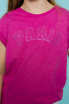 Meisjes T-shirt PARIS van Geisha in de kleur Cassis in maat 176.