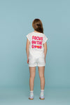 Meisjes T-shirt puff print back van Geisha in de kleur Off-White / Pink in maat 176.
