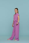 Meisjes Blouse crinckle van Geisha in de kleur Lavender in maat 176.