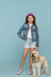 Meisjes Jeansjacket van Geisha in de kleur Mid Blue Denim in maat 176.