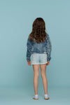 Meisjes Jeansjacket van Geisha in de kleur Mid Blue Denim in maat 176.