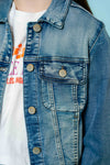Meisjes Jeansjacket van Geisha in de kleur Mid Blue Denim in maat 176.