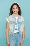 Meisjes Gilet jogg jeans van Geisha in de kleur Bleached Denim in maat 176.