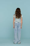 Meisjes Gilet jogg jeans van Geisha in de kleur Bleached Denim in maat 176.