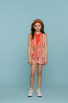 Meisjes Gilet fancy woven van Geisha in de kleur Orange / Off-White in maat 176.