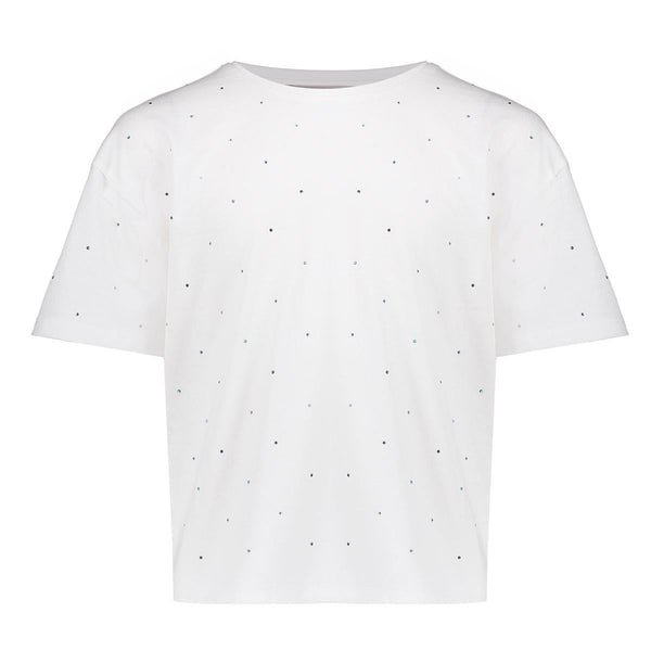 Meisjes T-shirt rhinestones  van Geisha in de kleur Off-white/blue in maat 176.