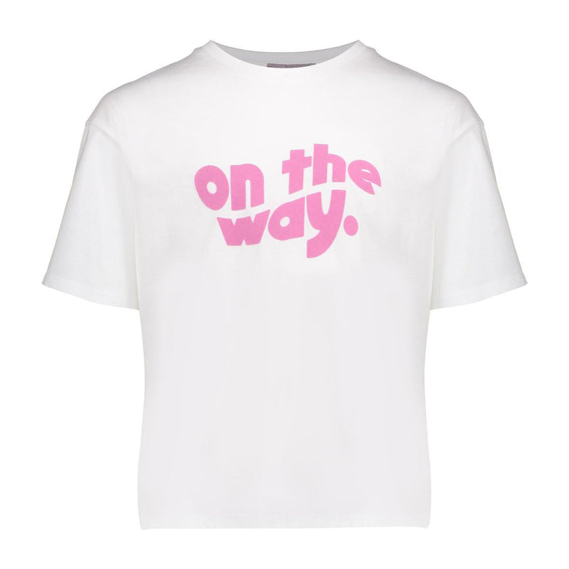 Meisjes T-shirt on the way  van Geisha in de kleur Off-white/lavender in maat 176.