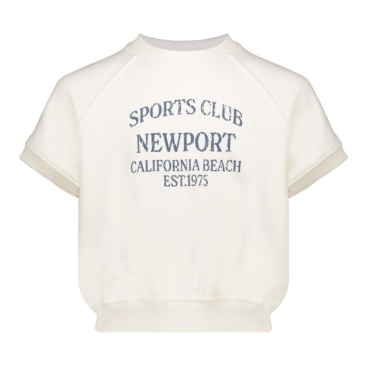 Meisjes Sweater sports club ss  van Geisha in de kleur Off-white/jeansblue in maat 176.