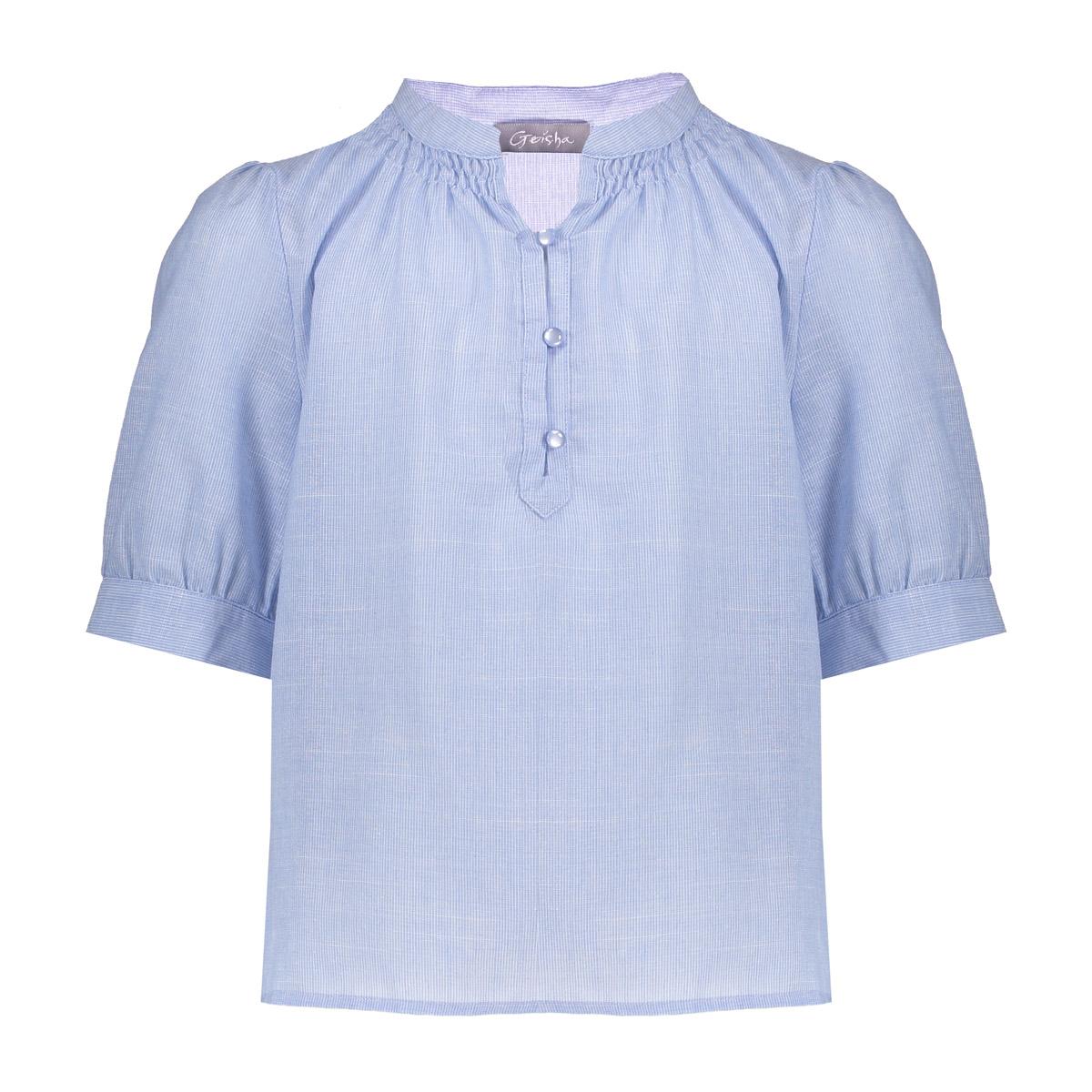 Meisjes Blouse chambray ss  van Geisha in de kleur Light blue in maat 176.