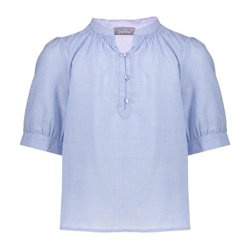 Meisjes Blouse chambray ss  van Geisha in de kleur Light blue in maat 176.