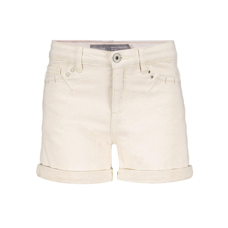 Meisjes Jeans shorts linen mix  van Geisha in de kleur Ecru raw linen mix in maat 176.