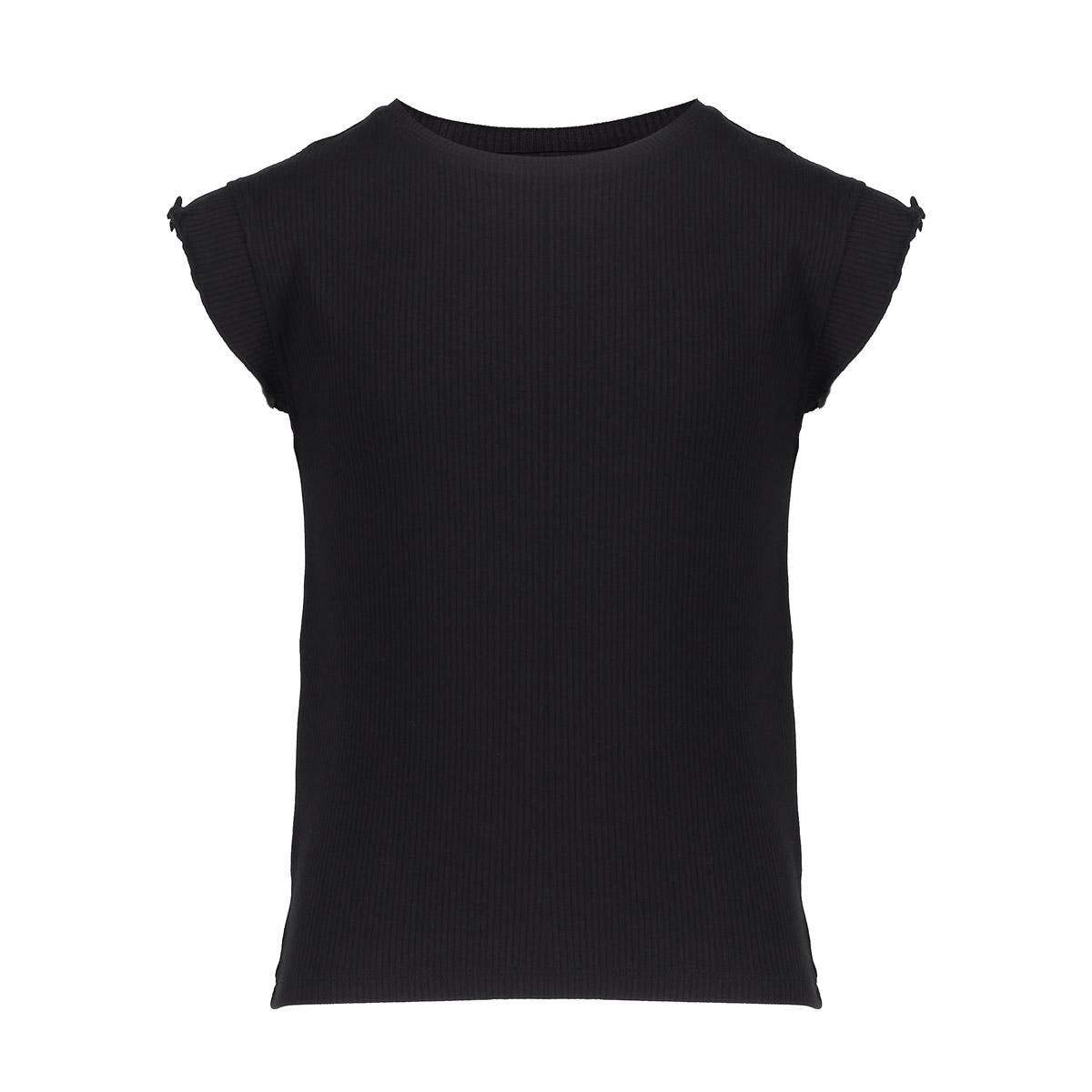 Geisha T-shirt rib ruffle sleeves