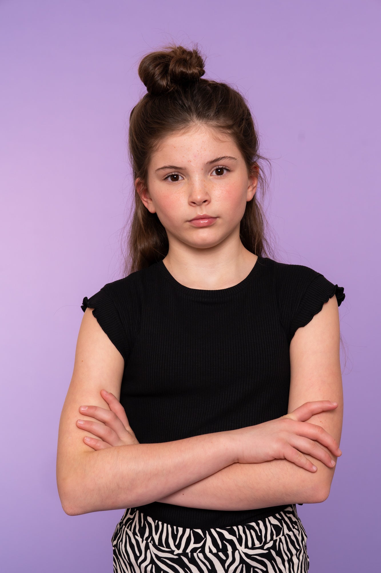 Geisha T-shirt rib ruffle sleeves